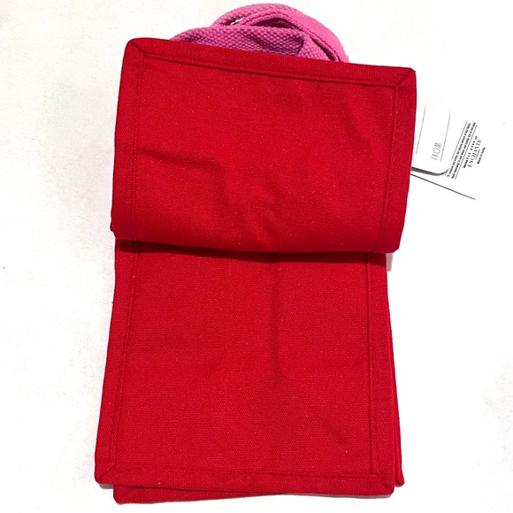 Rae Dunn Set of Two Small LOVE Cloth Tote Bags Red/Pink - Picture 12 of 13